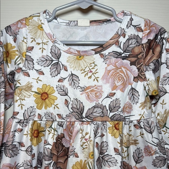 Toddler Girls Warm Tone Floral Print Flowy Long Sleeve Top Size 12 Months - Picture 2 of 4